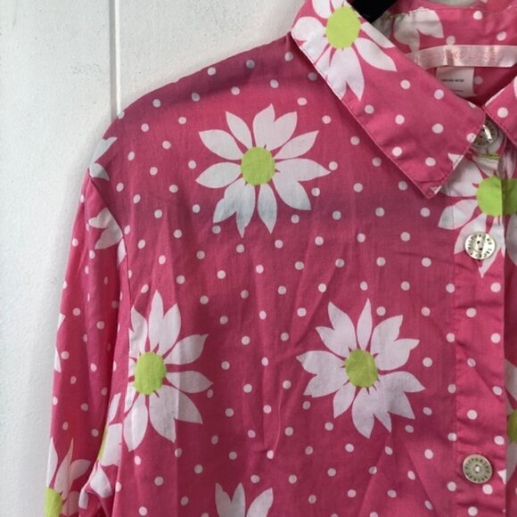 Victoria Secret Womens Floral Pink Polka Dot Pajama Top Medium - Picture 3 of 13